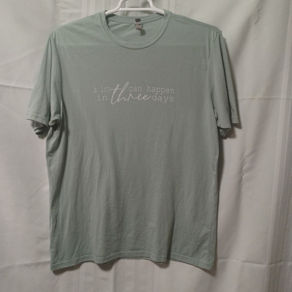 Next Level Apparel Mens XL Sage Green A Lot Can Happen In Three Days Graphic Tee